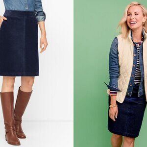 TALBOTS cotton corduroy A-line skirt in navy (sz12)